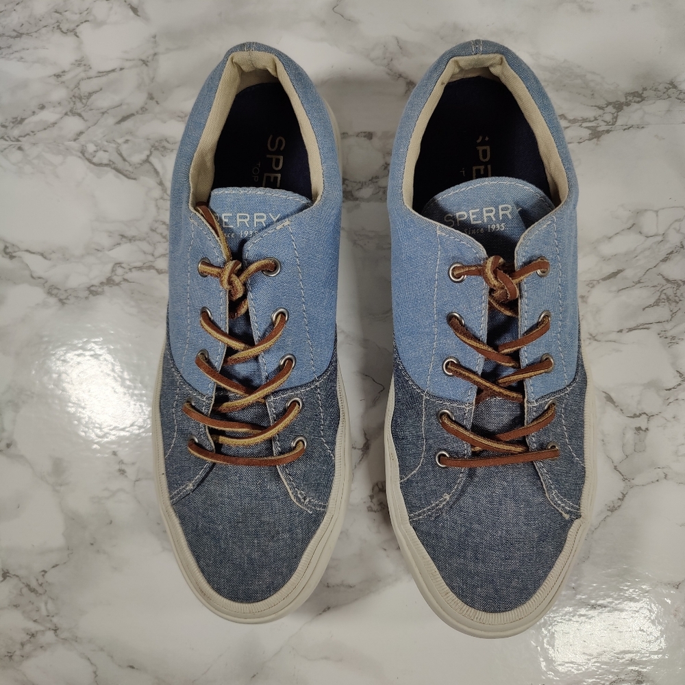 Sperry Topsider Haven Chambray Lace Up Sneakers Size 8 - Picture 5 of 9